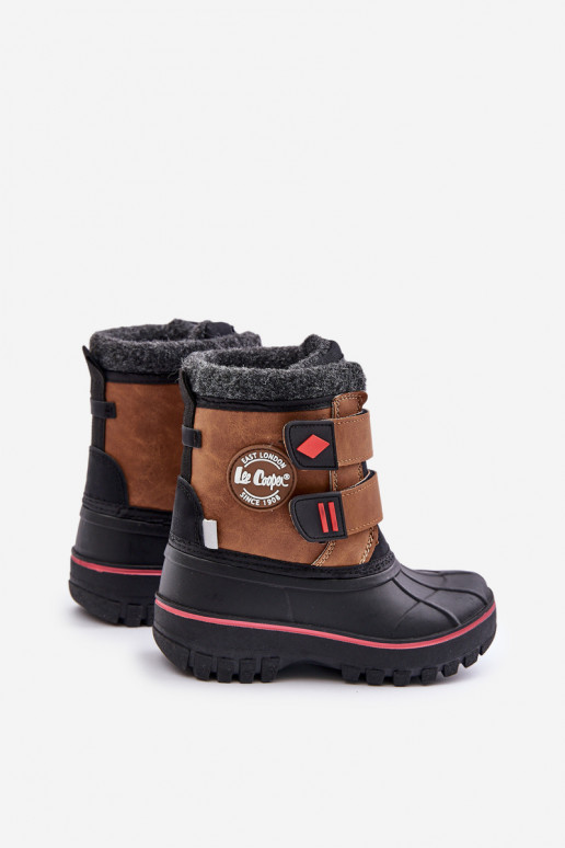 Botas de neve Infantil com fixadores adesivos Lee Cooper LCJ-24-44-2864K cor marrom