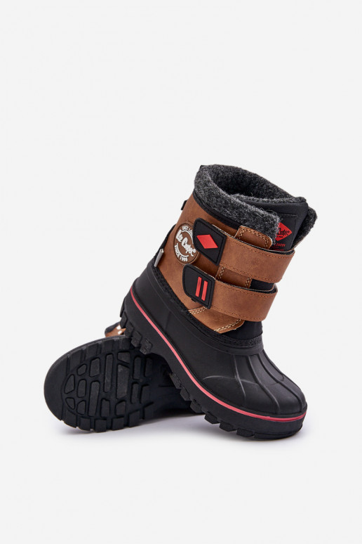 Botas de neve Infantil com fixadores adesivos Lee Cooper LCJ-24-44-2864K cor marrom