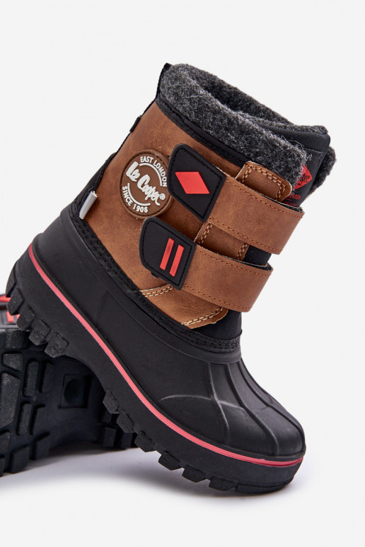Botas de neve Infantil com fixadores adesivos Lee Cooper LCJ-24-44-2864K cor marrom
