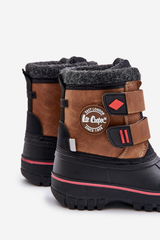 Botas de neve Infantil com fixadores adesivos Lee Cooper LCJ-24-44-2864K cor marrom