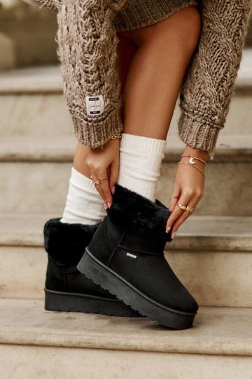 Botas de neve com uma plataforma com um casaco de pele Big Star OO274A108 cor preta