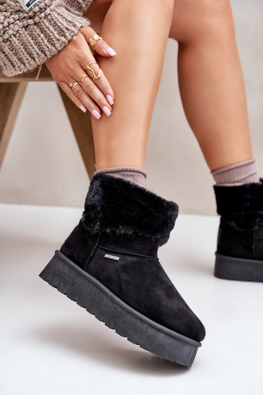 Botas de neve com uma plataforma com um casaco de pele Big Star OO274A108 cor preta