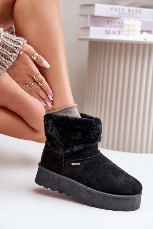 Botas de neve com uma plataforma com um casaco de pele Big Star OO274A108 cor preta