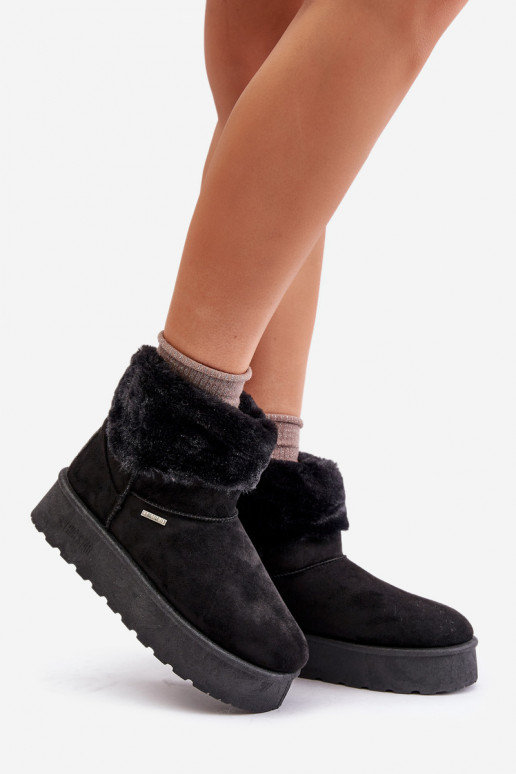 Botas de neve com uma plataforma com um casaco de pele Big Star OO274A108 cor preta