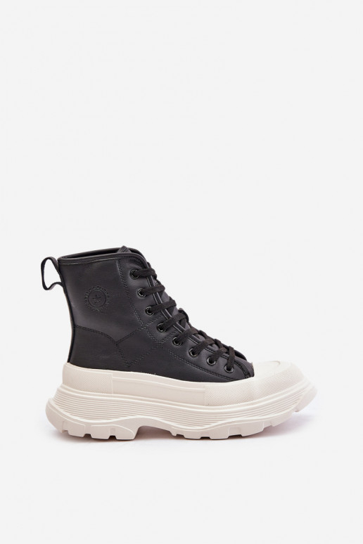 Pele aquecimento sapatos casuais com uma plataforma Big Star OO274A599 cor preta Pele aquecimento sapatos casuais com uma plataforma Big Star OO274A599 cor preta