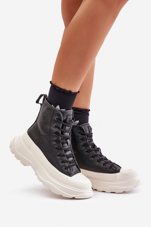 Pele aquecimento sapatos casuais com uma plataforma Big Star OO274A599 cor preta Pele aquecimento sapatos casuais com uma plataforma Big Star OO274A599 cor preta