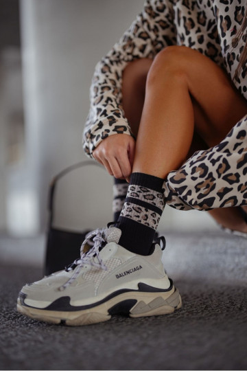 Meias Feminino DParaa Pontilhado Tiras cor preta