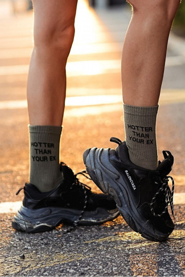 Meias Feminino com uma nota Hotter Than Your Ex cor verde