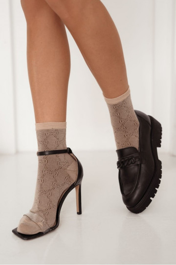 Estampado Meias Feminino bege