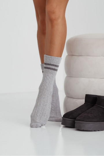 Meias Feminino EMarkocz com listras cor cinza