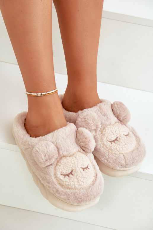 esquentar com um casaco de pele Chinelos Feminino bege Jozelinetta esquentar com um casaco de pele Chinelos Feminino bege Jozelinetta