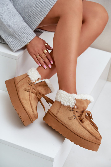 Botas de neve Feminino com uma plataforma com um casaco de pele Typu Branek cor marrom Ciabellae