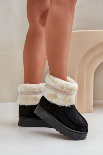 Botas de neve Feminino com uma plataforma com um casaco de pele I Um exemplo cor preta Deepanti 2