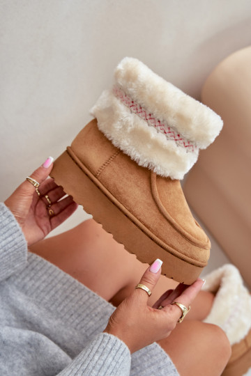 Botas de neve Feminino com uma plataforma com um casaco de pele I Um exemplo cor marrom Deepanti 2