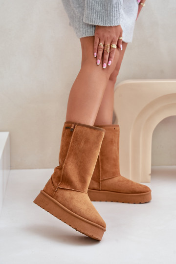 Alto Botas de neve com uma plataforma Big Star OO274893 cor marrom 2