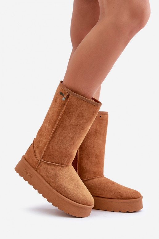 Alto Botas de neve com uma plataforma Big Star OO274893 cor marrom