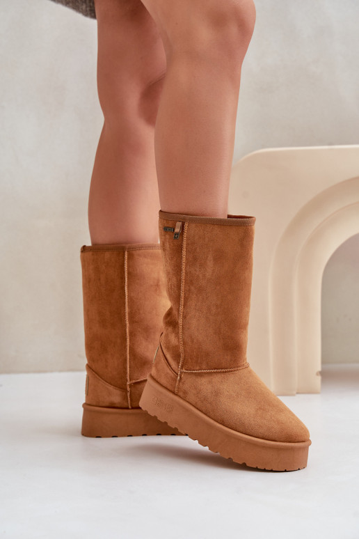 Alto Botas de neve com uma plataforma Big Star OO274893 cor marrom