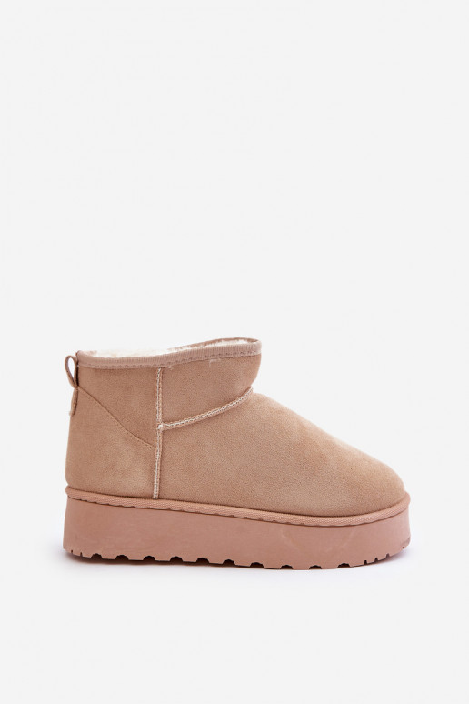 botas de neve femininas com plataforma para aquecer com pelo por dentro na cor bege Xamella
