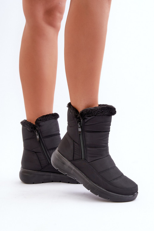 Botas de neve Feminino com zíperes com um casaco de pele cor preta Dritane Botas de neve Feminino com zíperes com um casaco de pele cor preta Dritane
