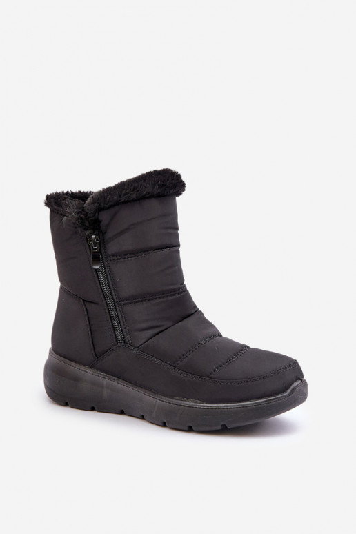 Botas de neve Feminino com zíperes com um casaco de pele cor preta Dritane Botas de neve Feminino com zíperes com um casaco de pele cor preta Dritane