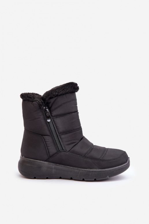 Botas de neve Feminino com zíperes com um casaco de pele cor preta Dritane Botas de neve Feminino com zíperes com um casaco de pele cor preta Dritane