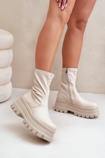 Botas com uma plataforma cor de marfim Florinara