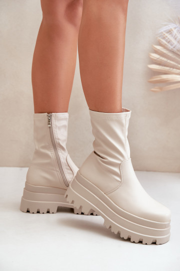 Botas com uma plataforma cor de marfim Florinara 2