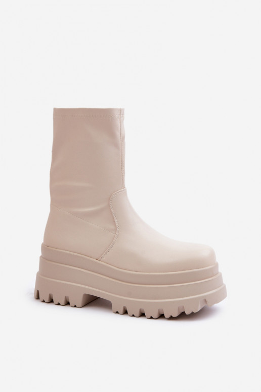Botas com uma plataforma cor de marfim Florinara Botas com uma plataforma cor de marfim Florinara