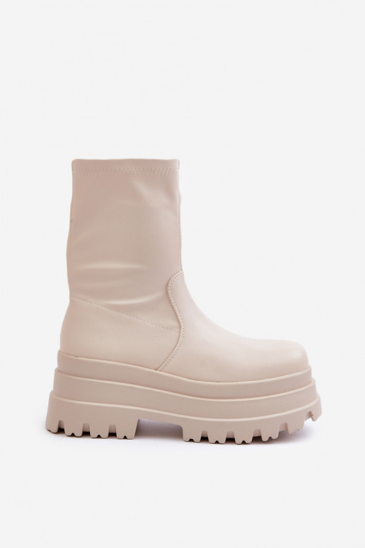 Botas com uma plataforma cor de marfim Florinara Botas com uma plataforma cor de marfim Florinara