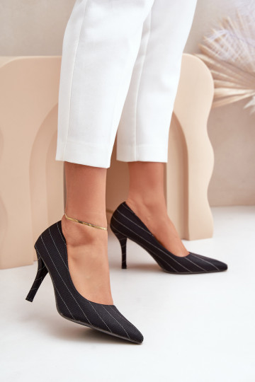  sapatos de salto alto Feminino com listras cor preta Tifidra 2