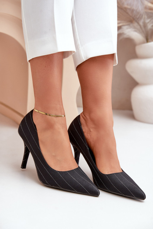  sapatos de salto alto Feminino com listras cor preta Tifidra