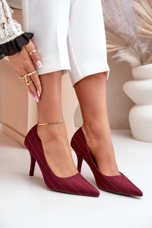  sapatos de salto alto Feminino com listras Borgonha Tifidra