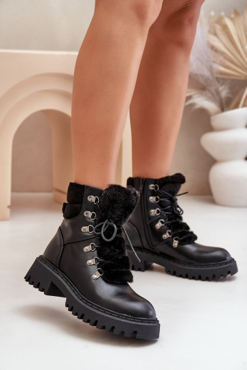 aquecimento Botas sapato Casal o castelo de couro ecológico cor preta EMillatta