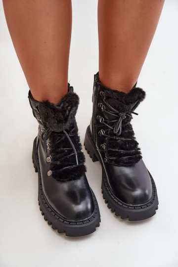 aquecimento Botas sapato Casal o castelo de couro ecológico cor preta EMillatta 2