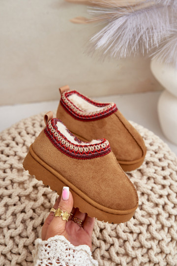 Botas de neve para criança com plataforma, isoladas com pelo no interior em castanho Vilabria