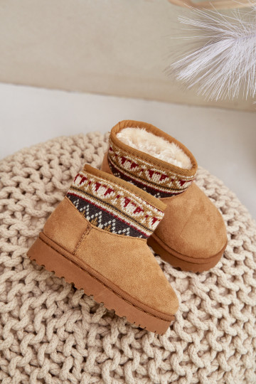 Um modelo atraente Botas de neve Infantil com escritos EMstaParaką aquecimento com pelo por dentro cor marrom Mirirae 2