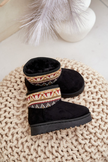 Um modelo atraente Botas de neve Infantil com escritos aquecimento com pelo por dentro cor preta Mirirae 2