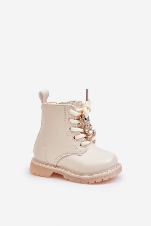 aquecimento Botas Infantil Com Urso Casal o castelo bege Enchanta