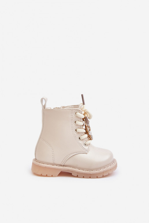 aquecimento Botas Infantil Com Urso Casal o castelo bege Enchanta