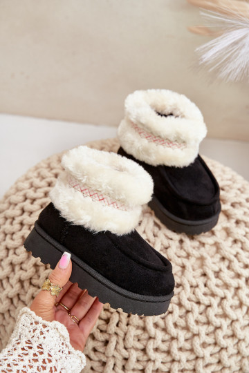 Botas de neve Botas Infantil com um casaco de pele I Um exemplo cor preta Melefia