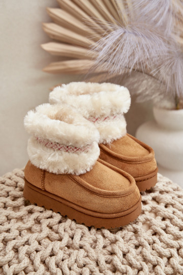 Botas de neve Botas Infantil com um casaco de pele I Um exemplo cor marrom Melefia 2