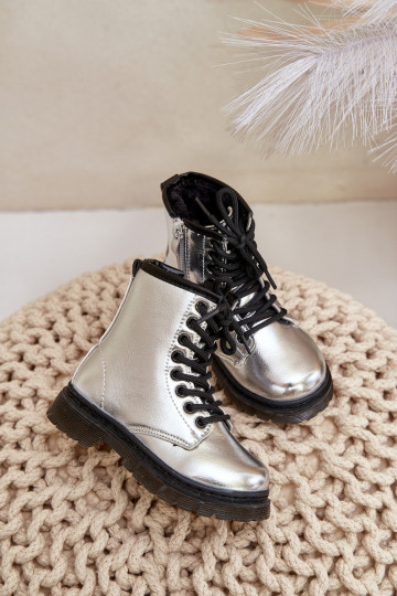 aquecimento Botas Infantil com efeito verniz Casal o castelo cor prata Novita 2