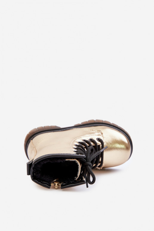 aquecimento Botas Infantil com efeito verniz Casal o castelo cor dourada Novita