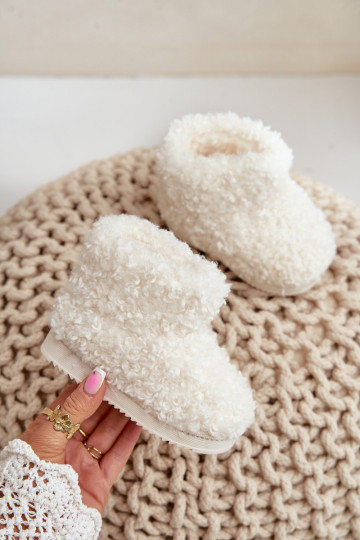 Botas Botas de neve Infantil com um casaco de pele Typu Baranek cor de marfim Mevael