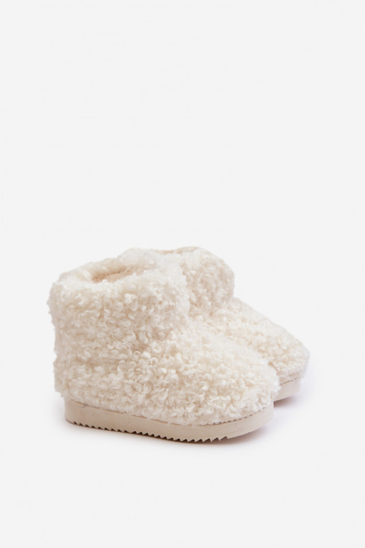 Botas Botas de neve Infantil com um casaco de pele Typu Baranek cor de marfim Mevael