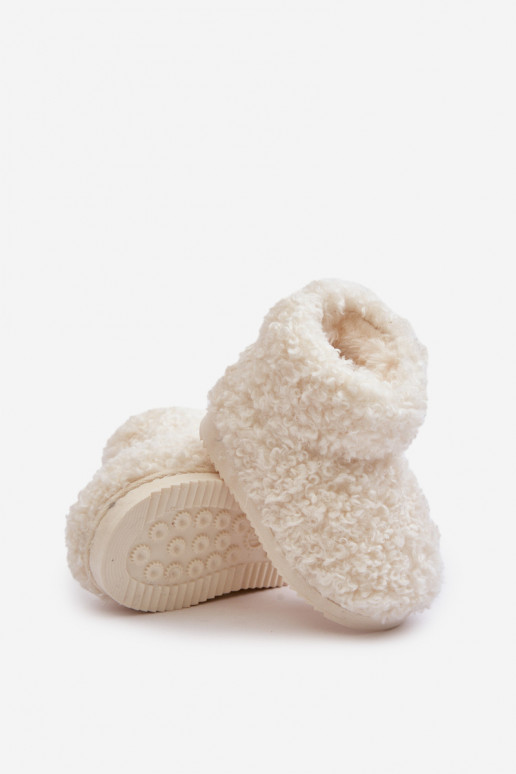 Botas Botas de neve Infantil com um casaco de pele Typu Baranek cor de marfim Mevael