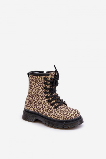 aquecimento Botas Infantil com padrões de pele de leopardo bege Nelanna