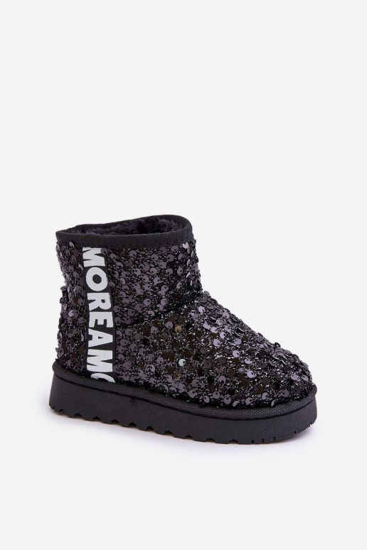 Botas infantis de neve Botas quentes com flocos brilhantes na cor preta Rebbica Botas infantis de neve Botas quentes com flocos brilhantes na cor preta Rebbica