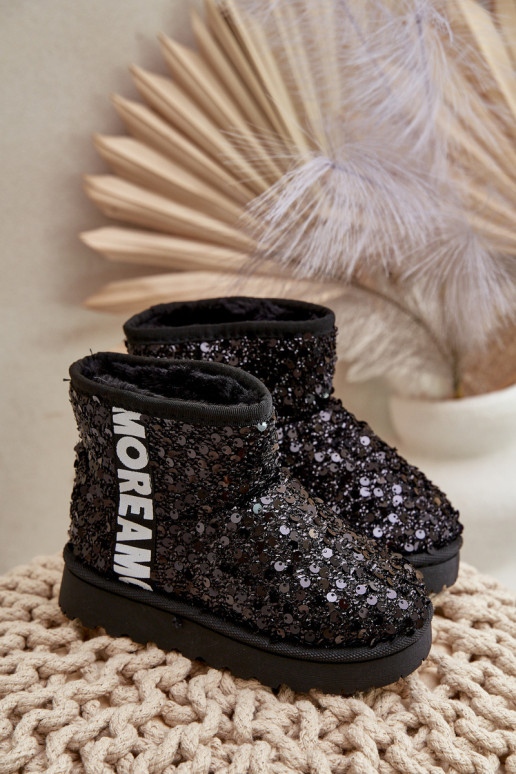Botas infantis de neve Botas quentes com flocos brilhantes na cor preta Rebbica Botas infantis de neve Botas quentes com flocos brilhantes na cor preta Rebbica