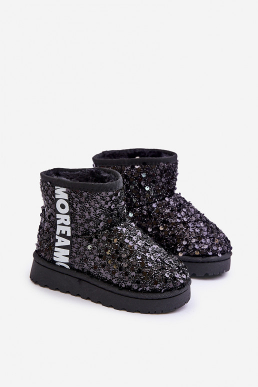 Botas infantis de neve Botas quentes com flocos brilhantes na cor preta Rebbica Botas infantis de neve Botas quentes com flocos brilhantes na cor preta Rebbica